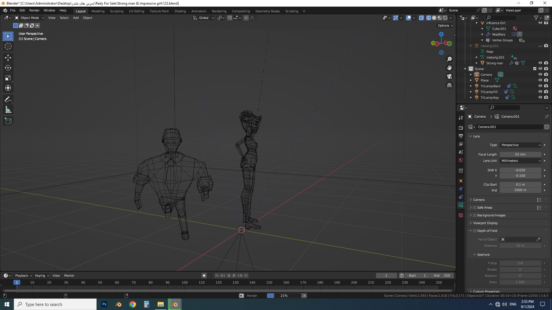 Strong-Man and Impressive-Girl Low-Poly characters 3D model 3D model_7
