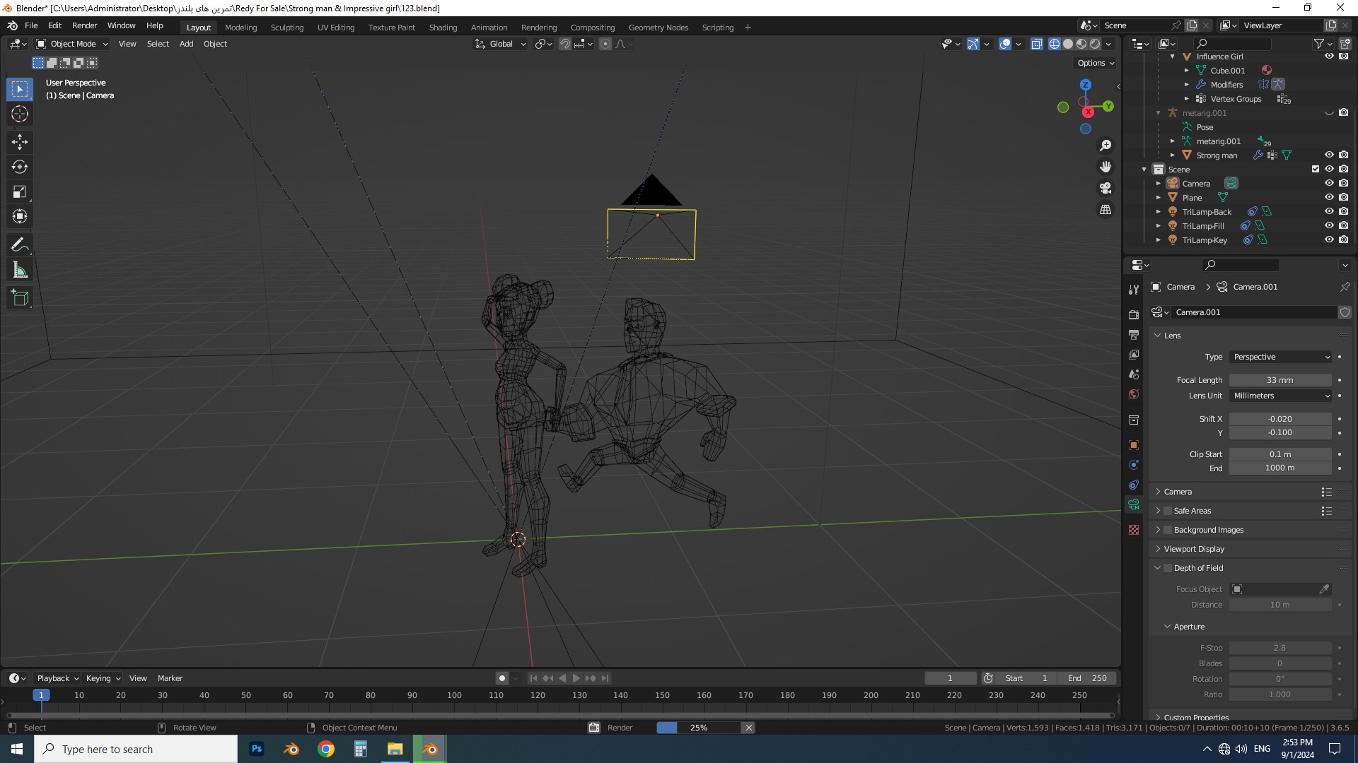 Strong-Man and Impressive-Girl Low-Poly characters 3D model 3D model_9