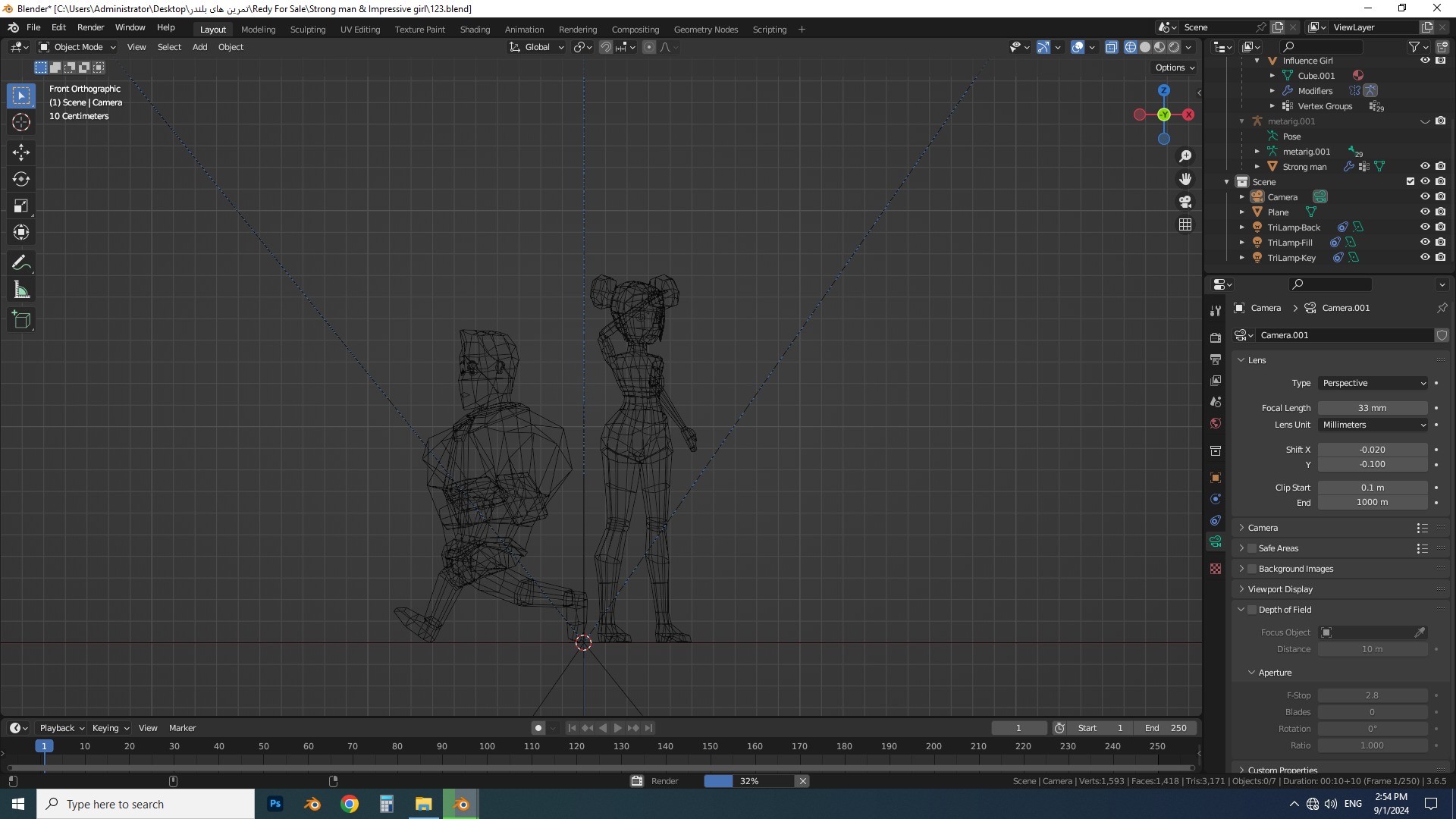 Strong-Man and Impressive-Girl Low-Poly characters 3D model 3D model_10