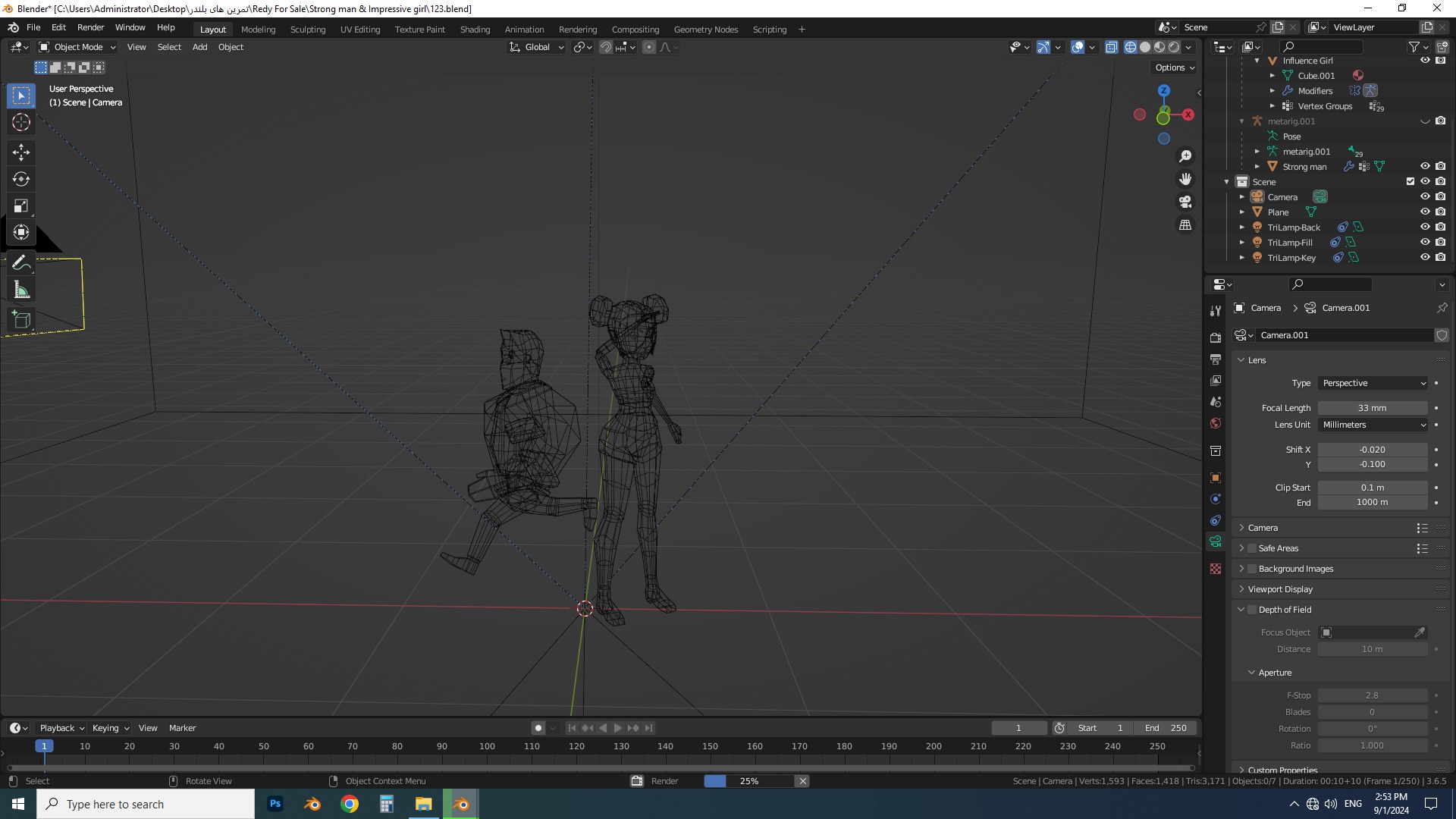 Strong-Man and Impressive-Girl Low-Poly characters 3D model 3D model_8