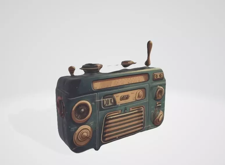 Vintage Futuristic Radio 3D Asset Low-poly 3D model_0