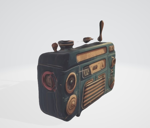 Vintage Futuristic Radio 3D Asset Low-poly 3D model_4