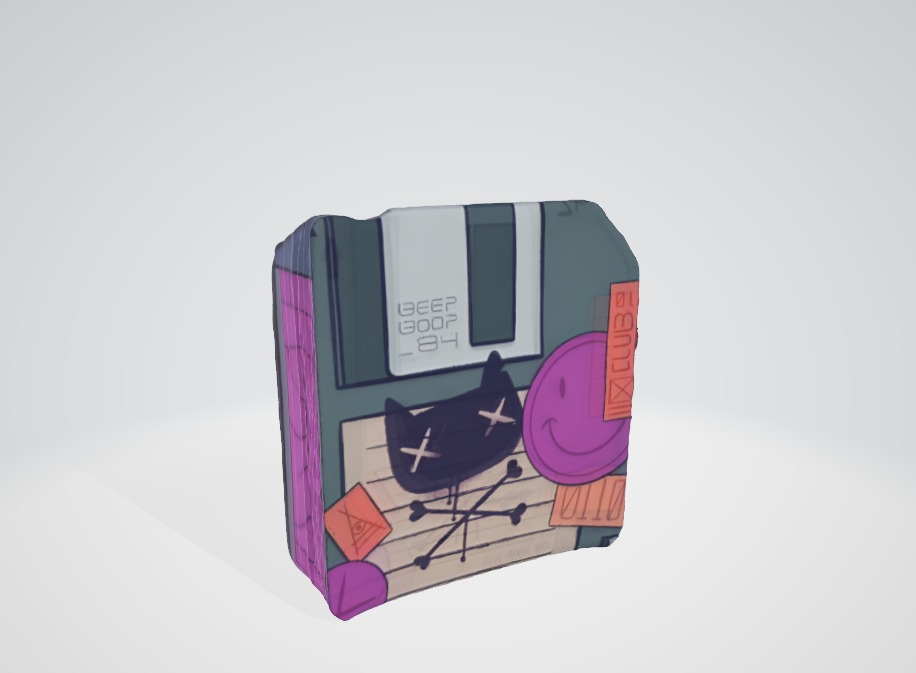 Floppy Disk-Themed Wall for 3D Projects Low-poly 3D model_1