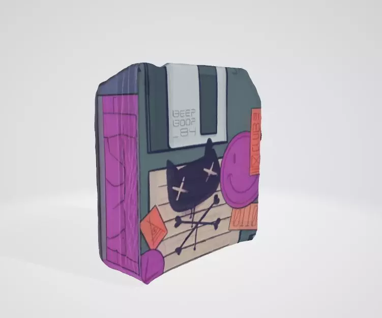 Floppy Disk-Themed Wall for 3D Projects Low-poly 3D model_0