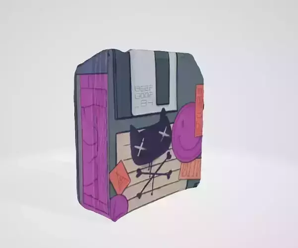 Floppy Disk-Themed Wall for 3D Projects Low-poly 3D model