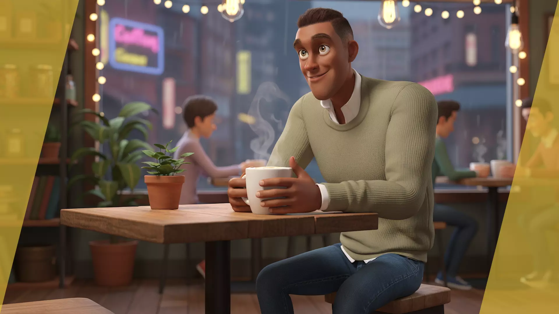 Cartoon Casual Man in Jeans and Sweater HQ Low-poly 3D model_4