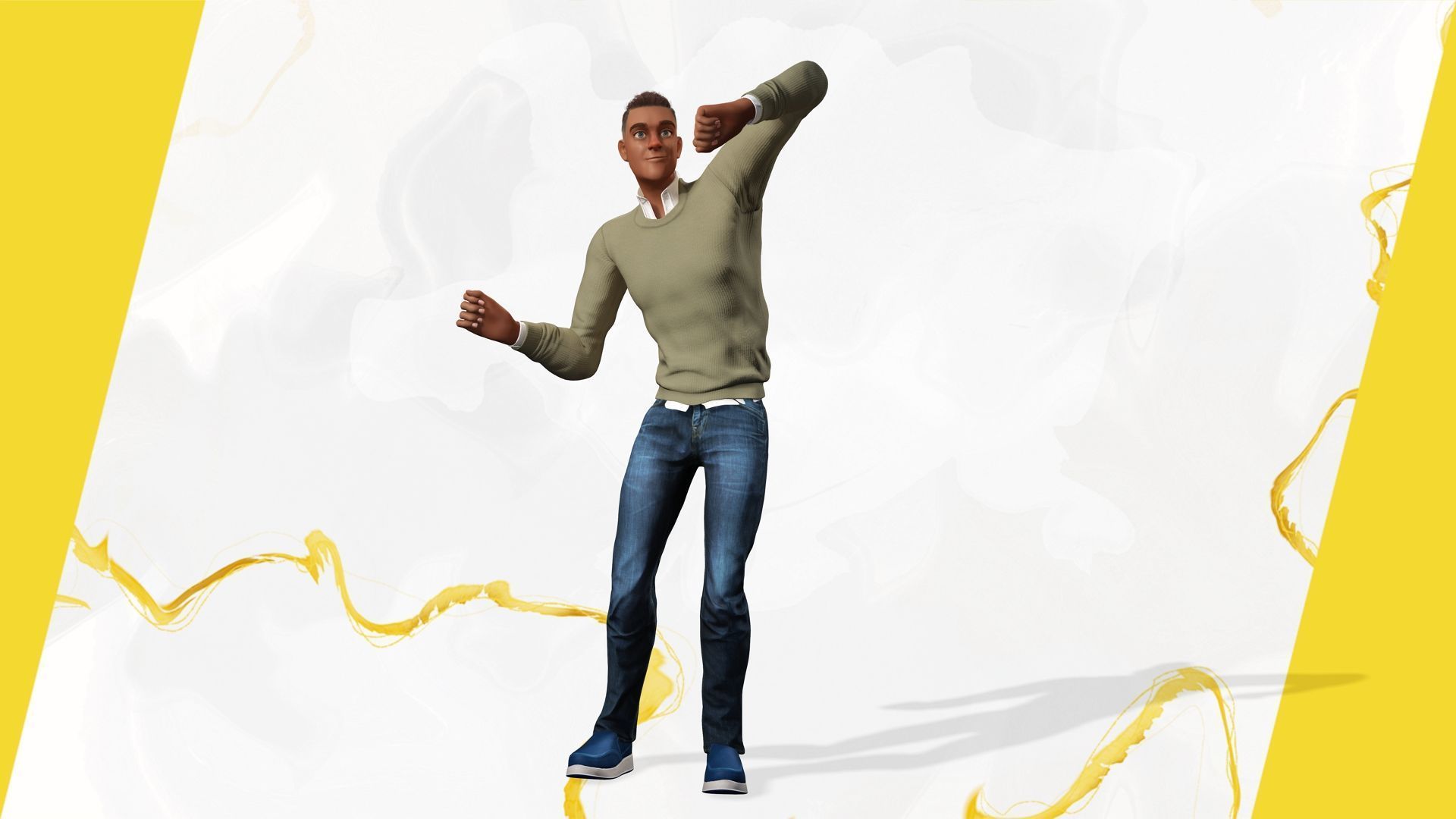 Cartoon Casual Man in Jeans and Sweater HQ Low-poly 3D model_12