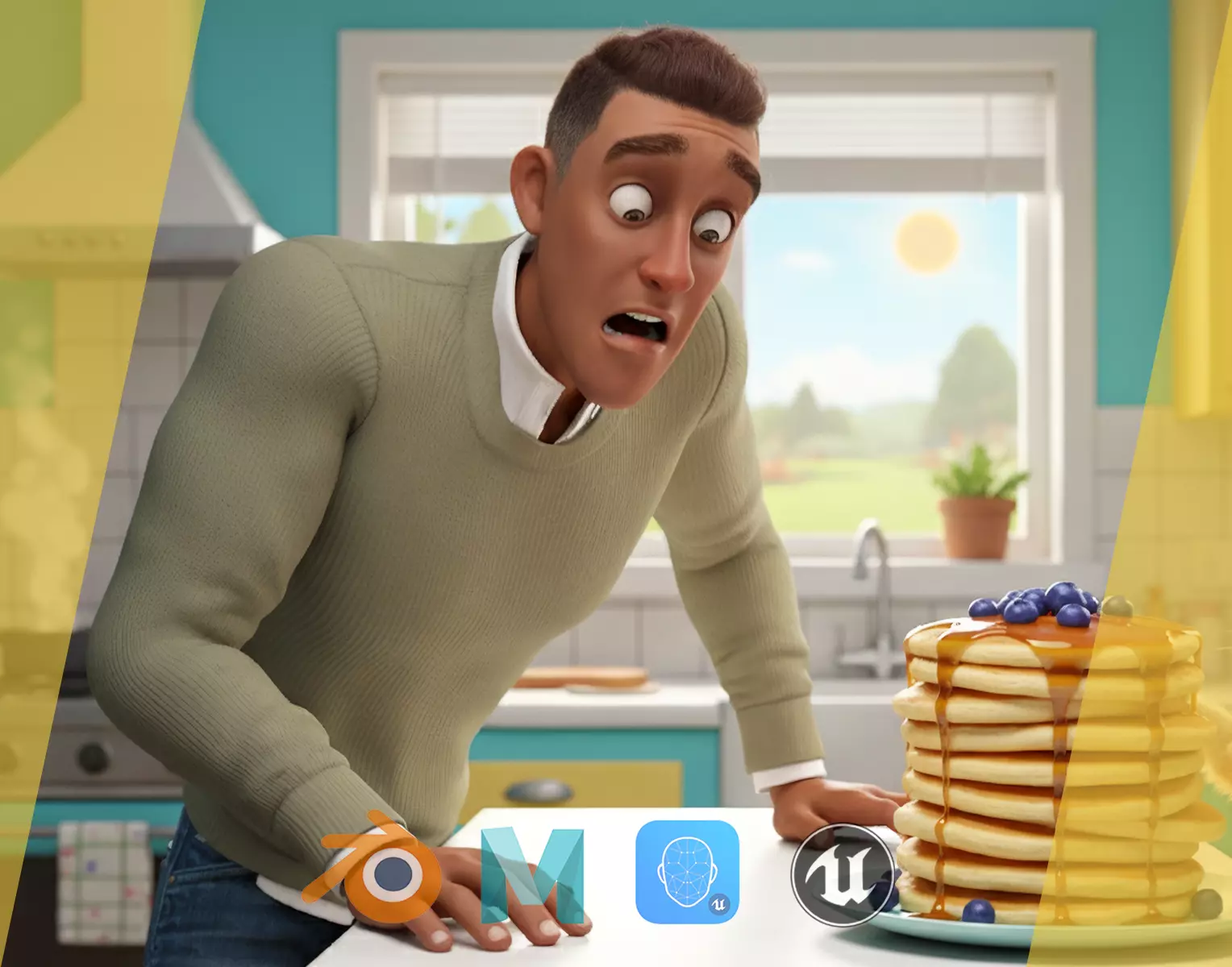 Cartoon Casual Man in Jeans and Sweater HQ Low-poly 3D model_0