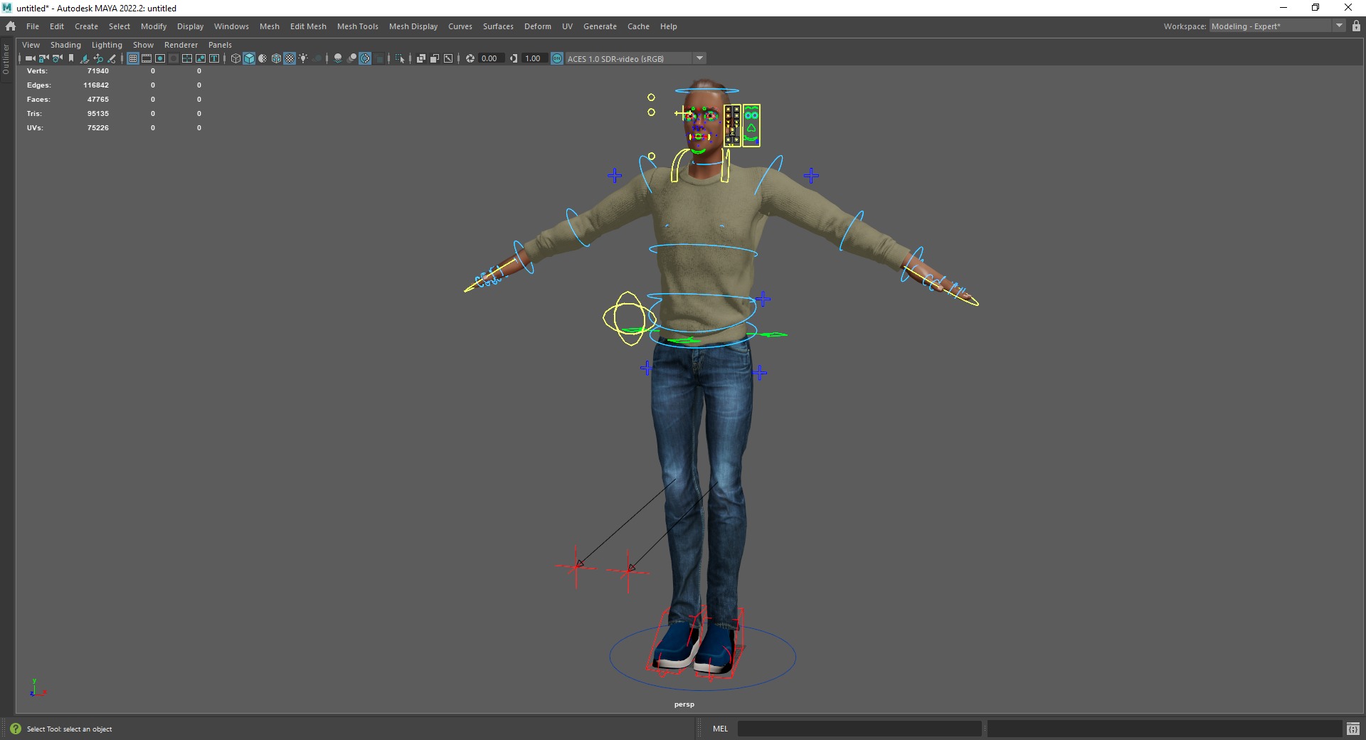 Cartoon Casual Man in Jeans and Sweater HQ Low-poly 3D model_23