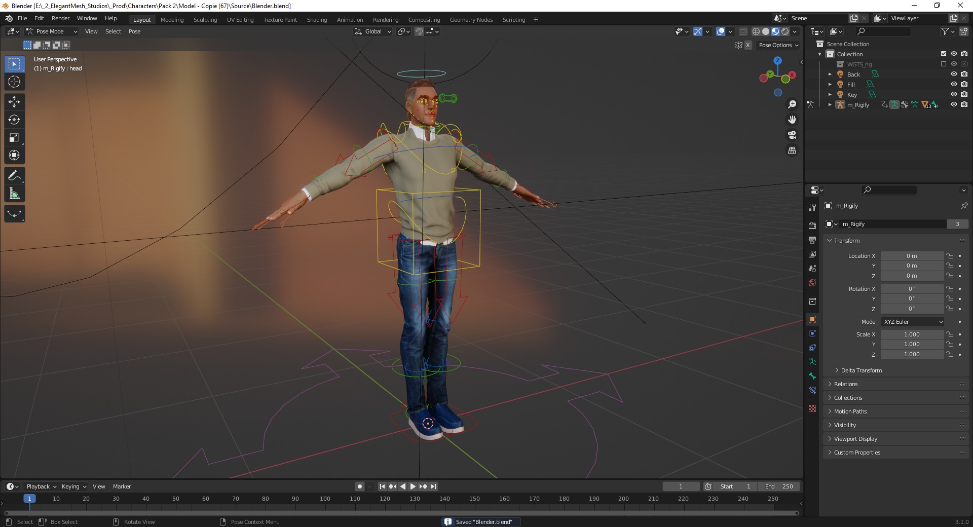 Cartoon Casual Man in Jeans and Sweater HQ Low-poly 3D model_19