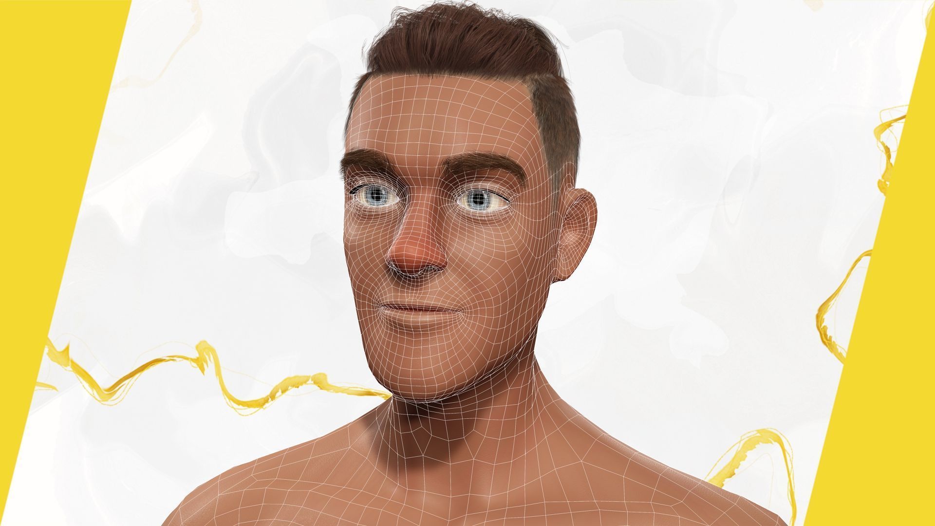 Cartoon Casual Man in Jeans and Sweater HQ Low-poly 3D model_6