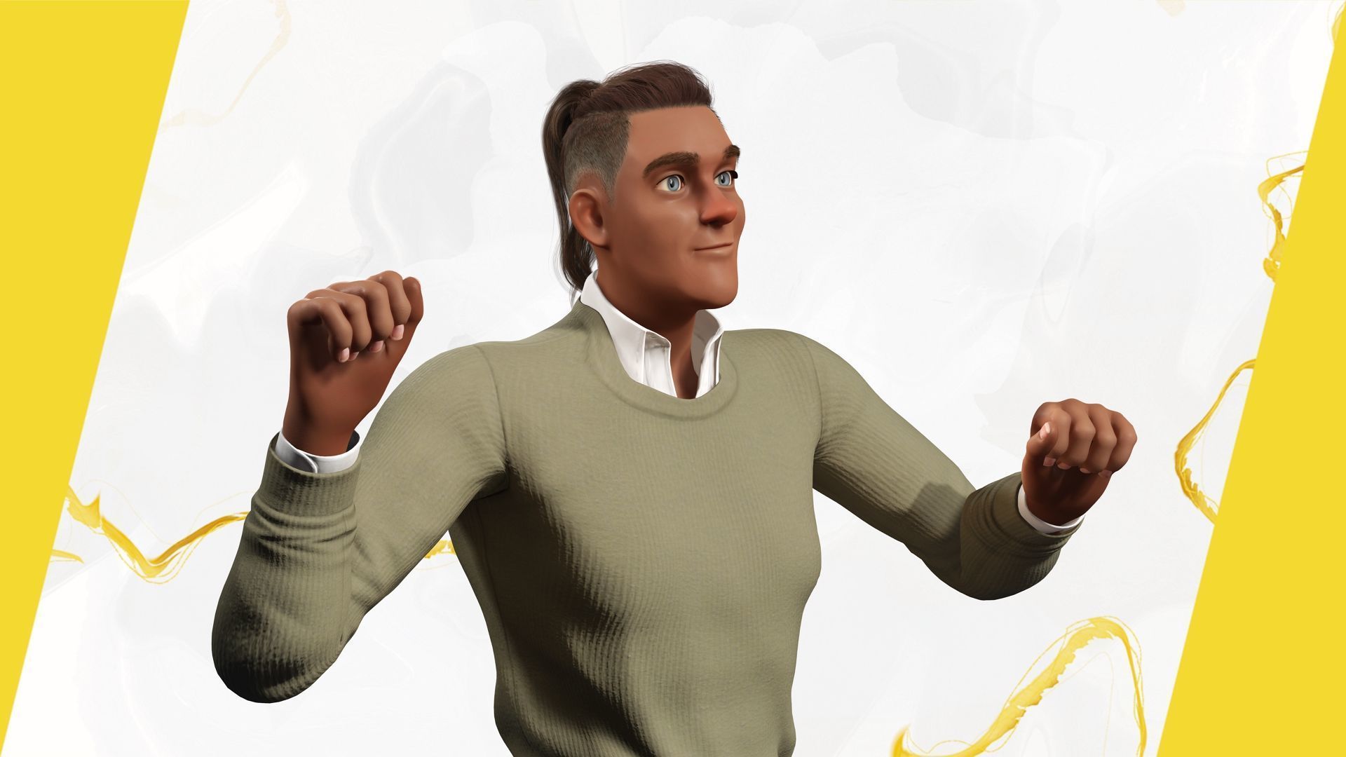 Cartoon Casual Man in Jeans and Sweater HQ Low-poly 3D model_15