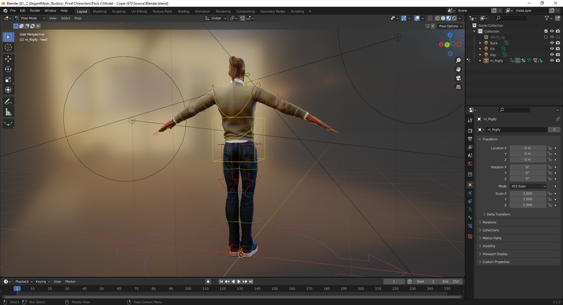 Cartoon Casual Man in Jeans and Sweater HQ Low-poly 3D model_21
