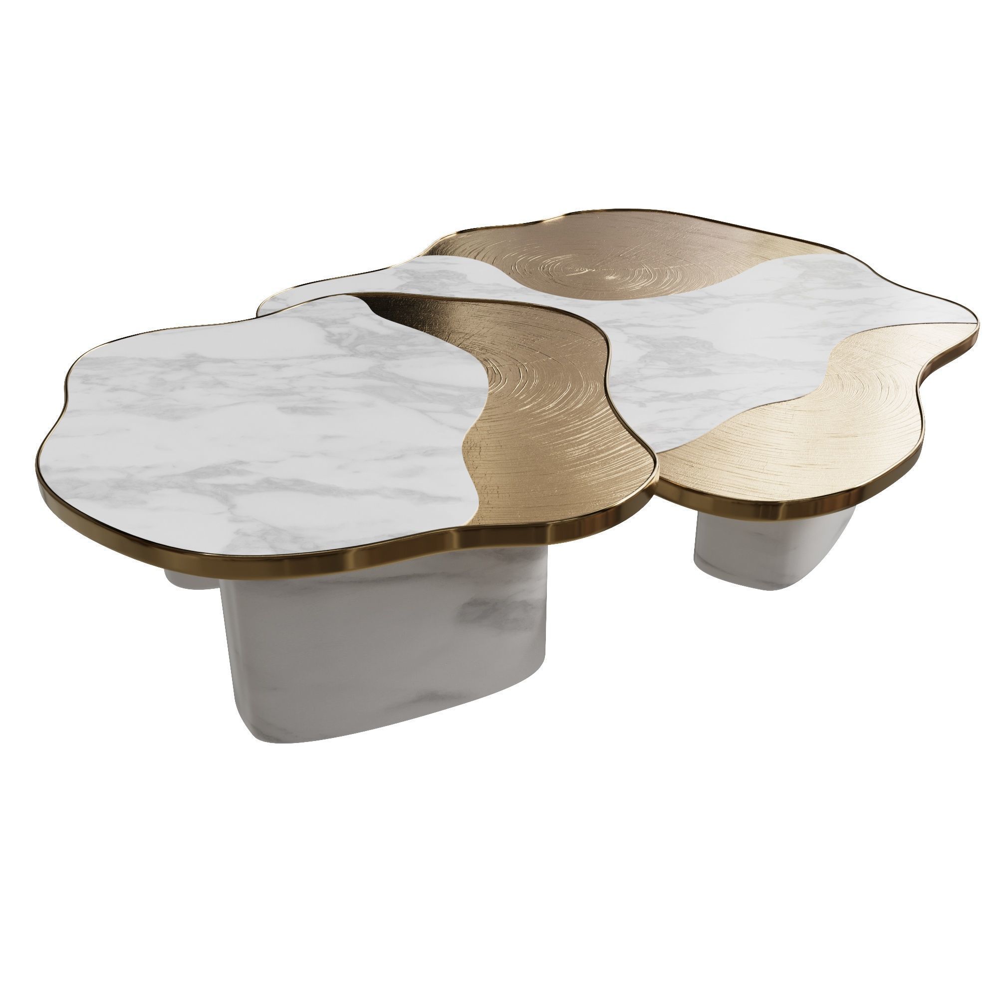 Boca do lobo coffee side tables ophelia calacatta marble gold  3D model_6