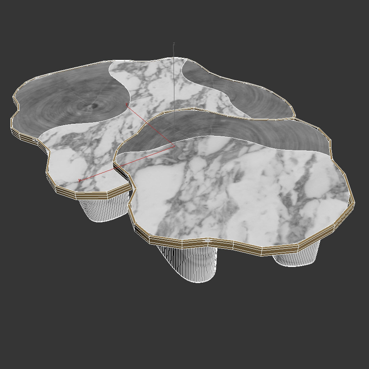 Boca do lobo coffee side tables ophelia calacatta marble gold  3D model_7