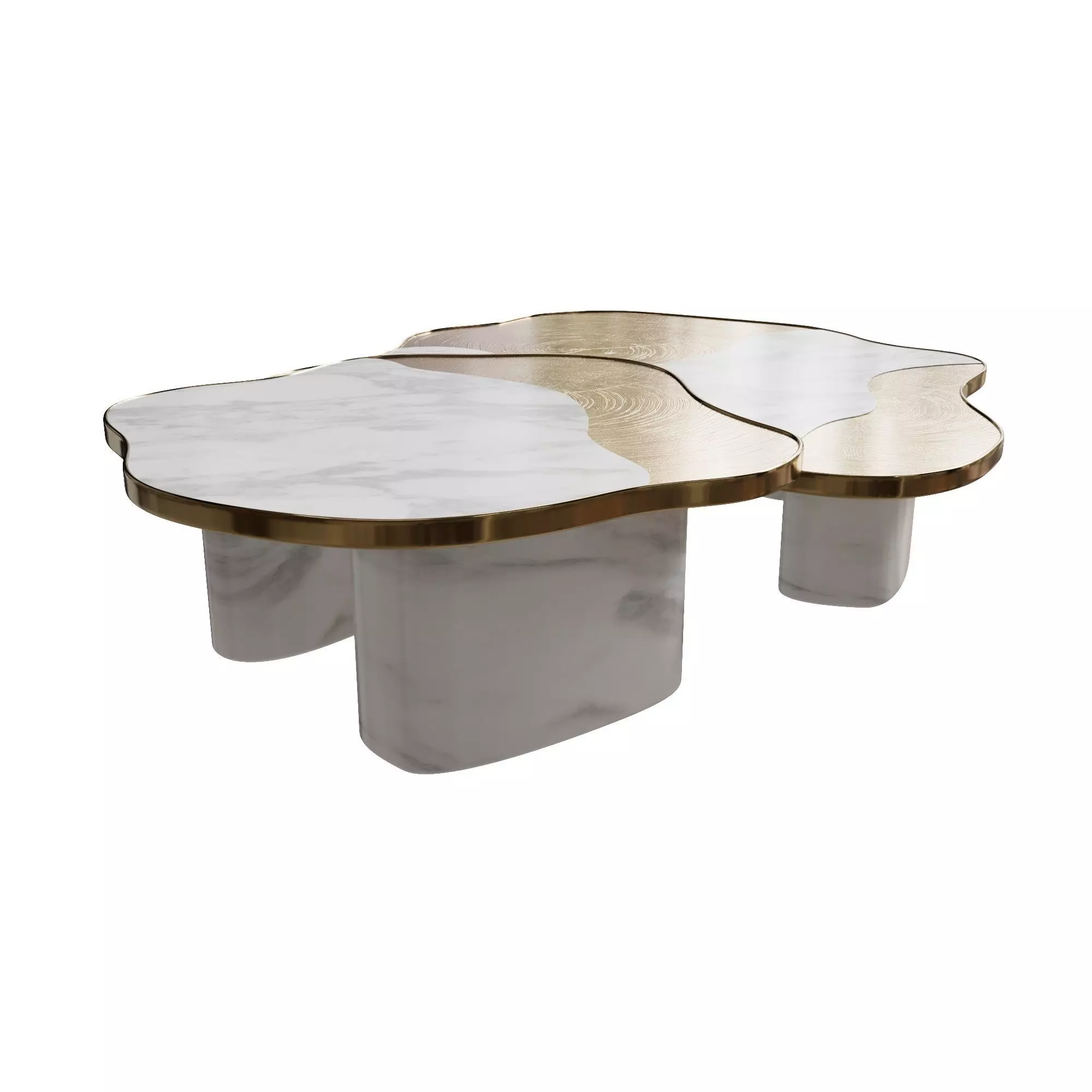 Boca do lobo coffee side tables ophelia calacatta marble gold  3D model_0