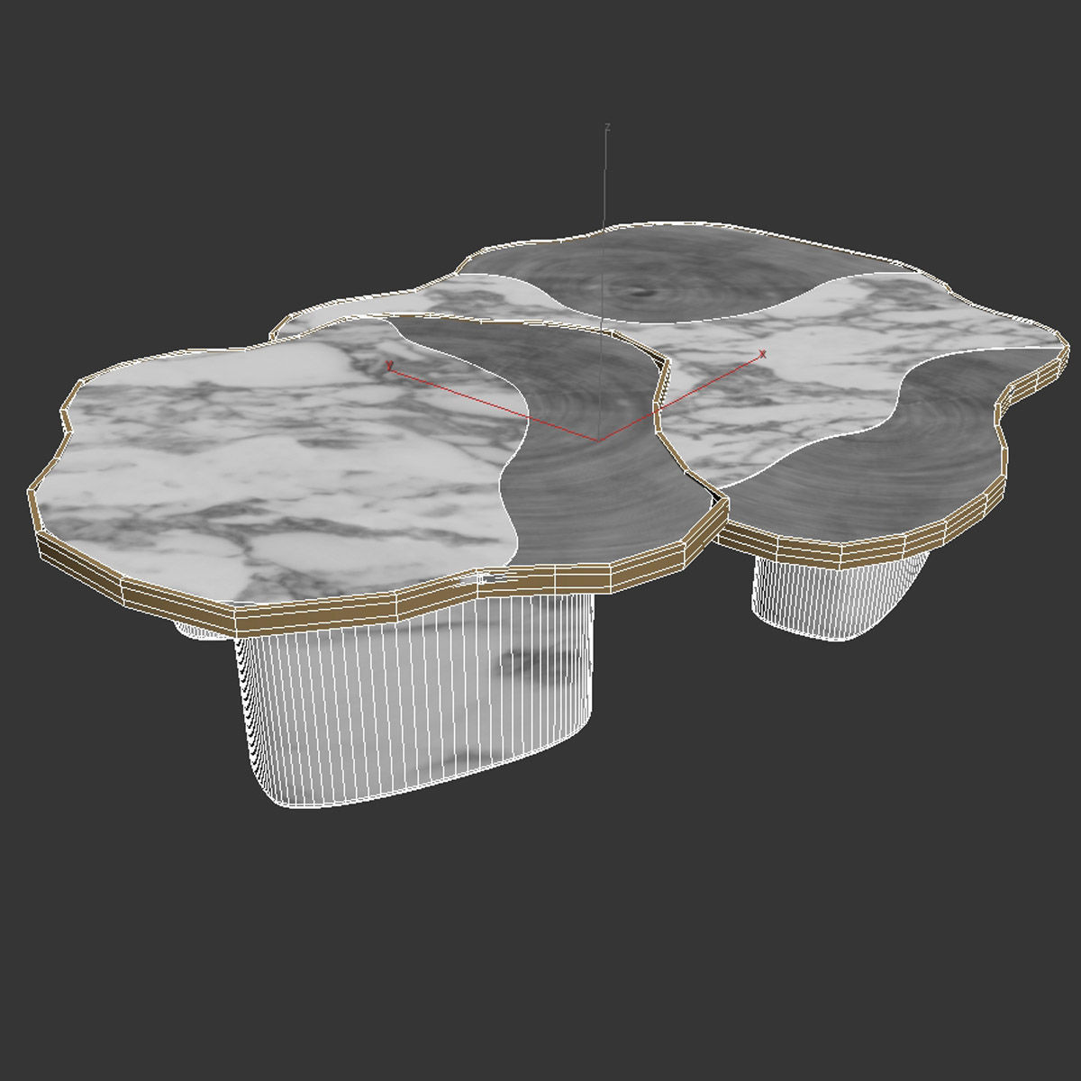 Boca do lobo coffee side tables ophelia calacatta marble gold  3D model_8