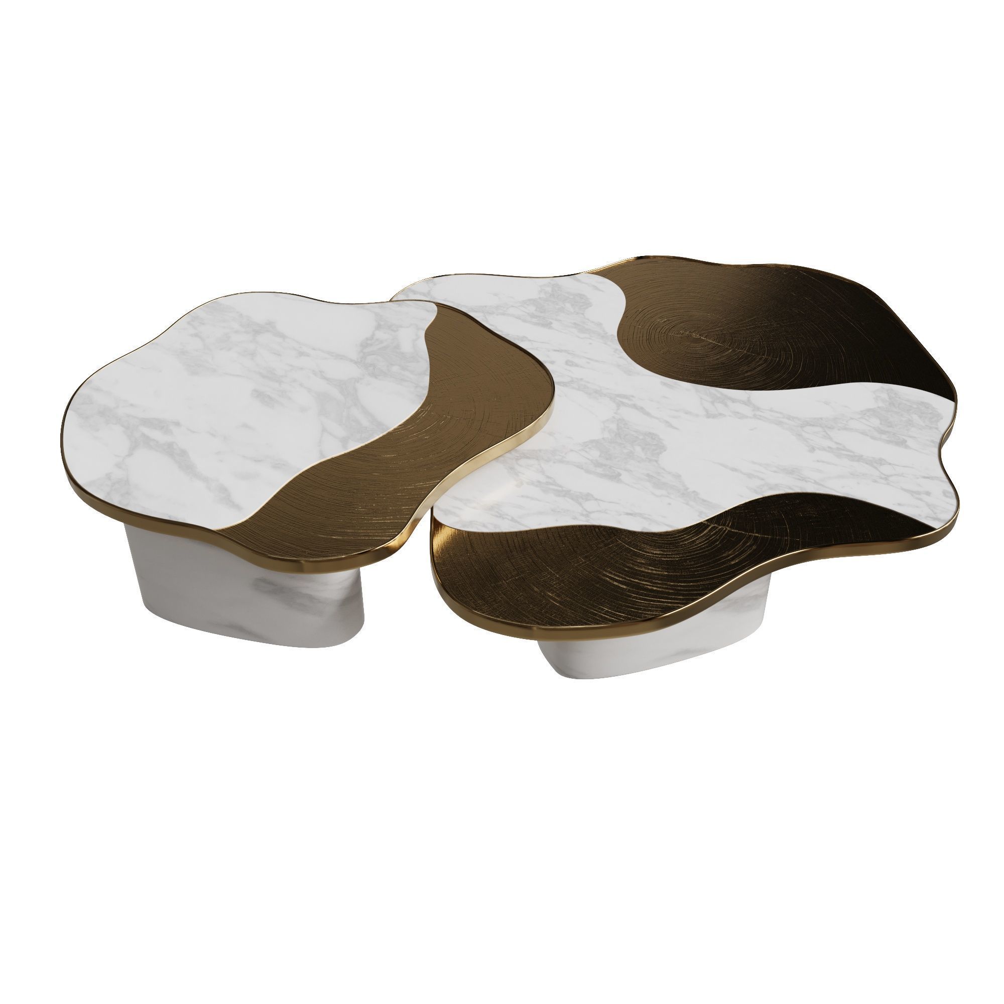 Boca do lobo coffee side tables ophelia calacatta marble gold  3D model_3