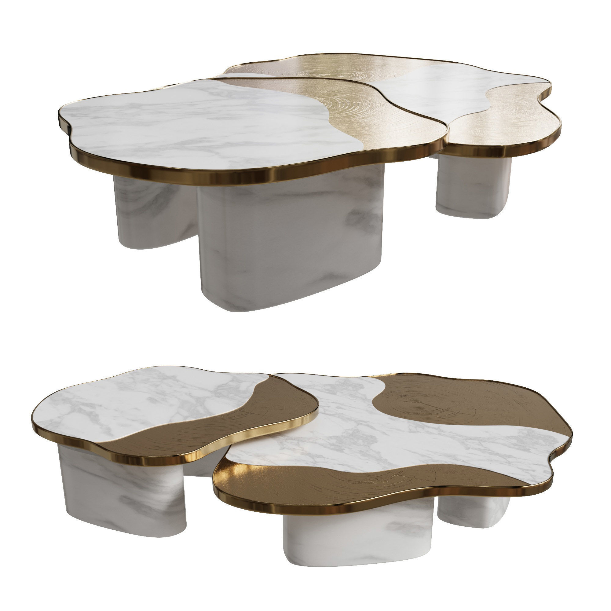 Boca do lobo coffee side tables ophelia calacatta marble gold  3D model_1