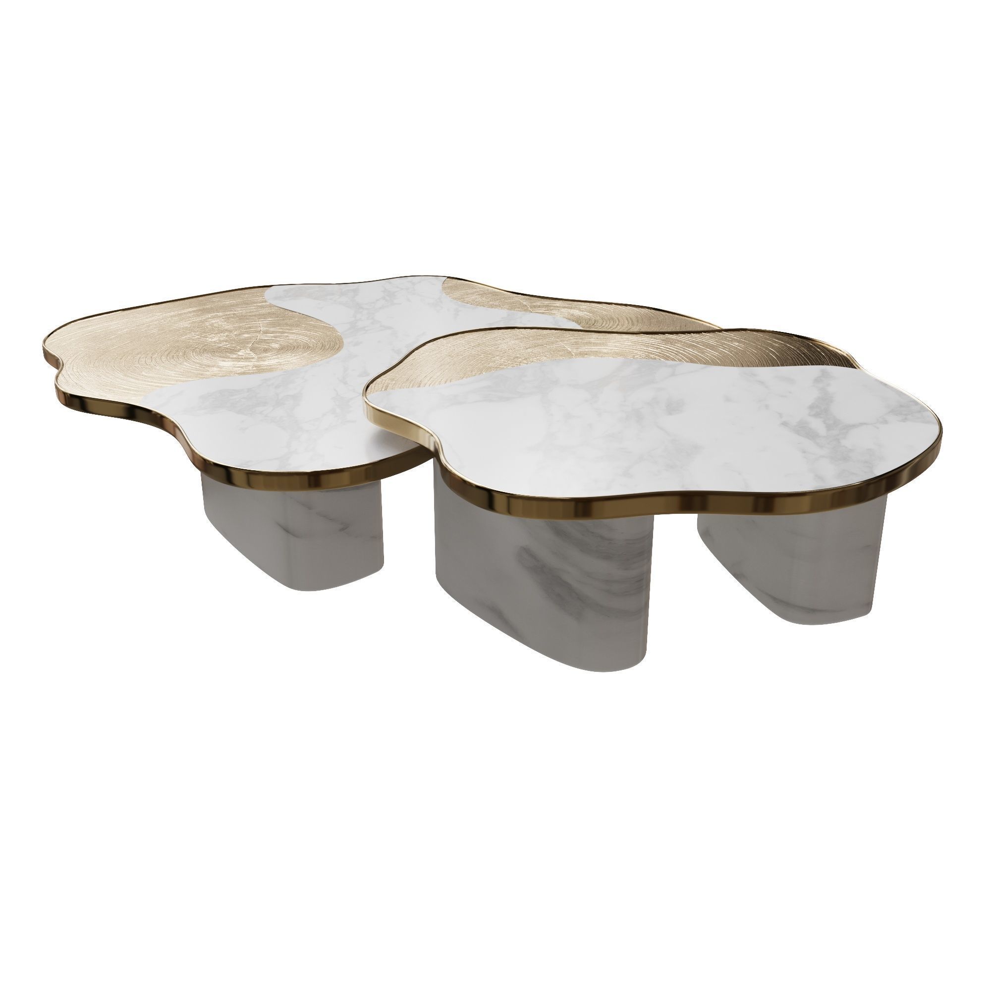Boca do lobo coffee side tables ophelia calacatta marble gold  3D model_5