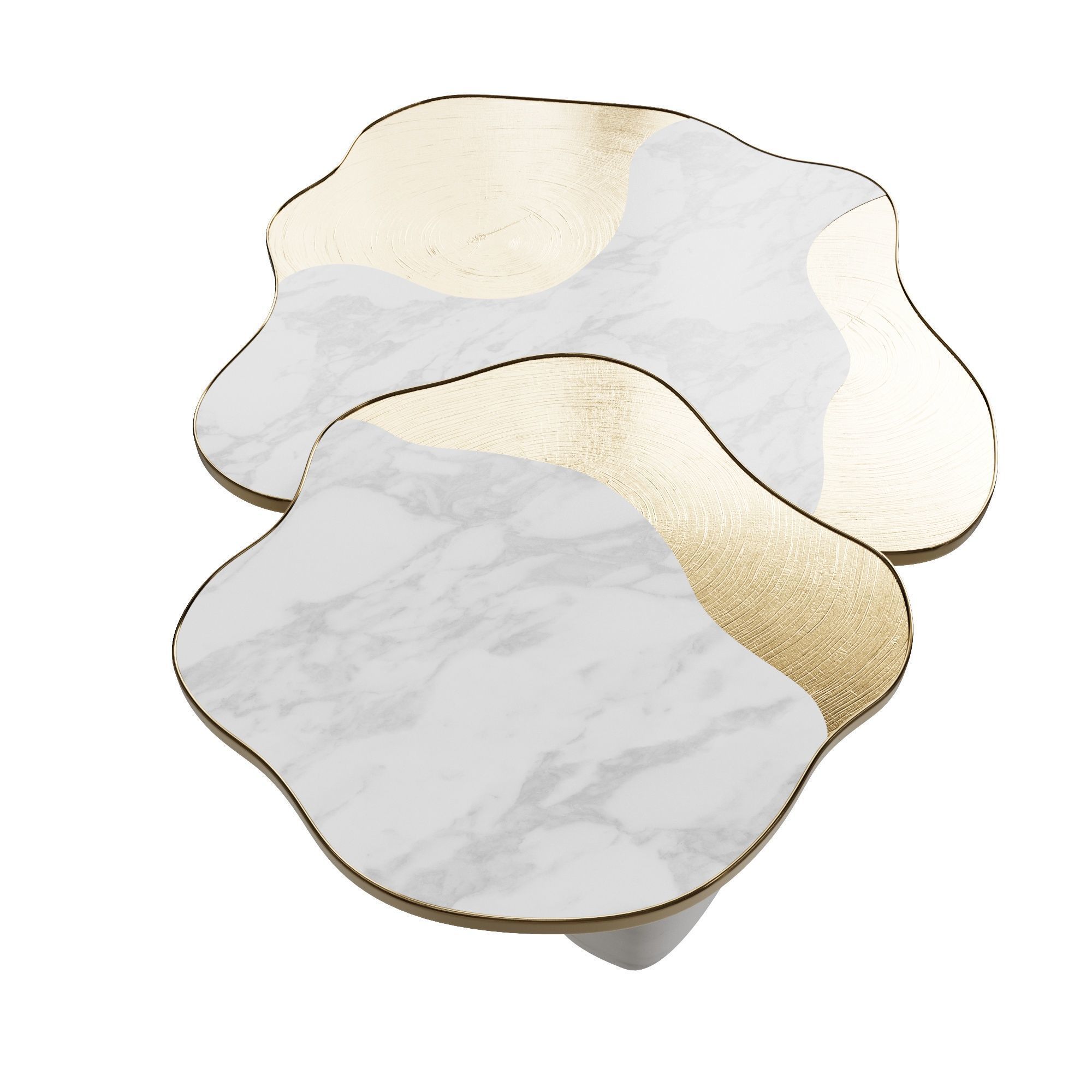 Boca do lobo coffee side tables ophelia calacatta marble gold  3D model_2