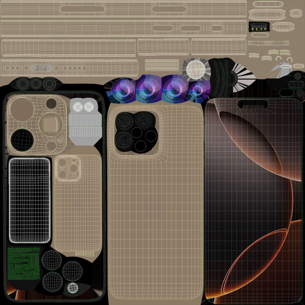 Apple iphone 16 pro max Desert 3D model_10