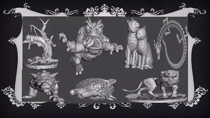 Animal Pack 08 3D Printable STL Jungle Farm Zoo Sea