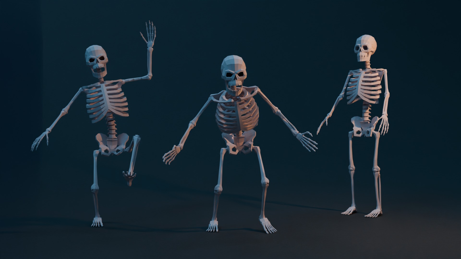 Skeleton low-poly stylized Low-poly 3D model_2