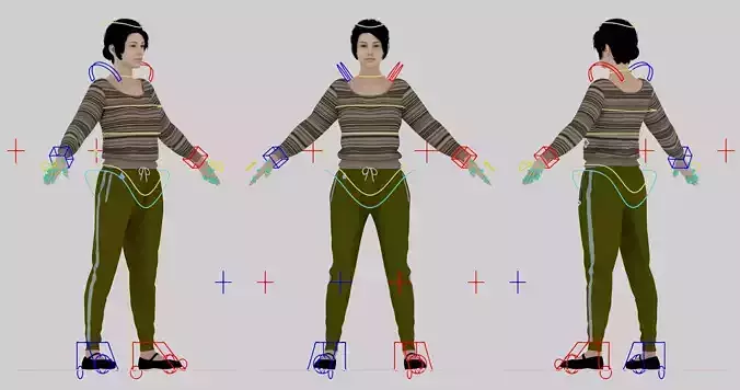 Stylized Casual Female Character  Body Rig
