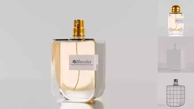 Elegant perfume bottle mockup Low-poly 3D model