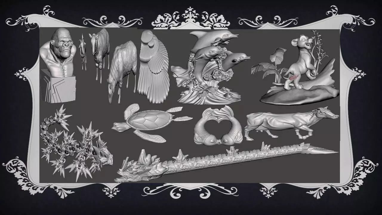 Animal Pack 10 3D Printable STL Jungle Farm Zoo Sea 3D print model_0