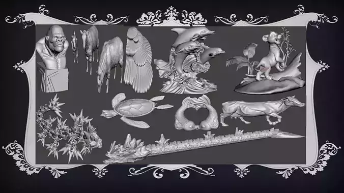 Animal Pack 10 3D Printable STL Jungle Farm Zoo Sea 3D print model