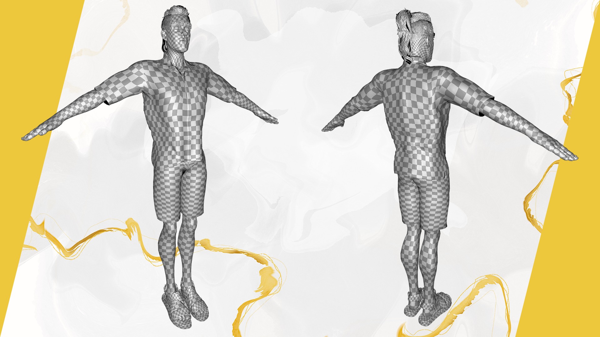 Cartoon Man in Tropical Shirt and Sandals Low-poly 3D model_29