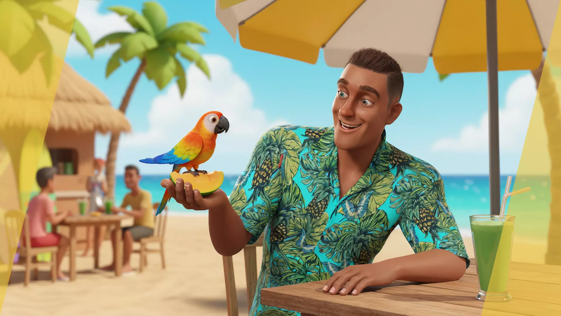 Cartoon Man in Tropical Shirt and Sandals Low-poly 3D model_4