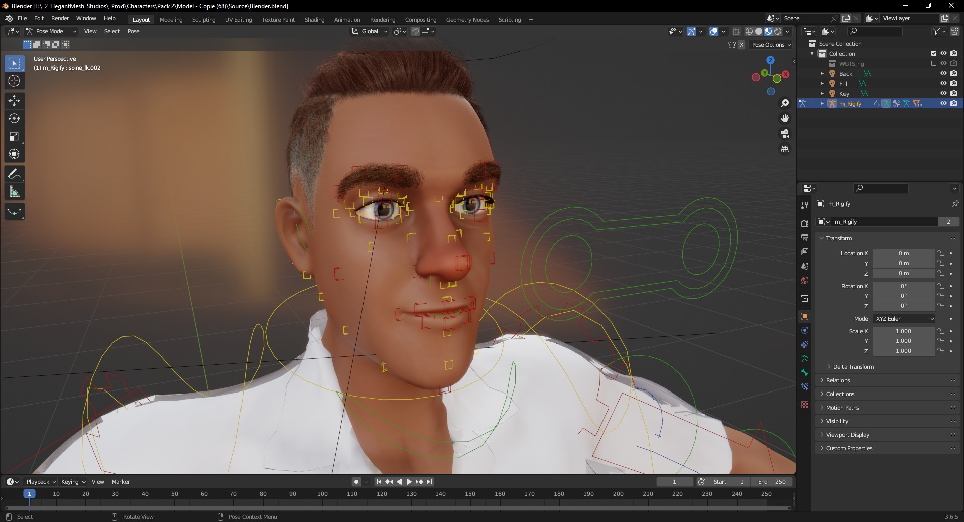 Cartoon Man in Tropical Shirt and Sandals Low-poly 3D model_20