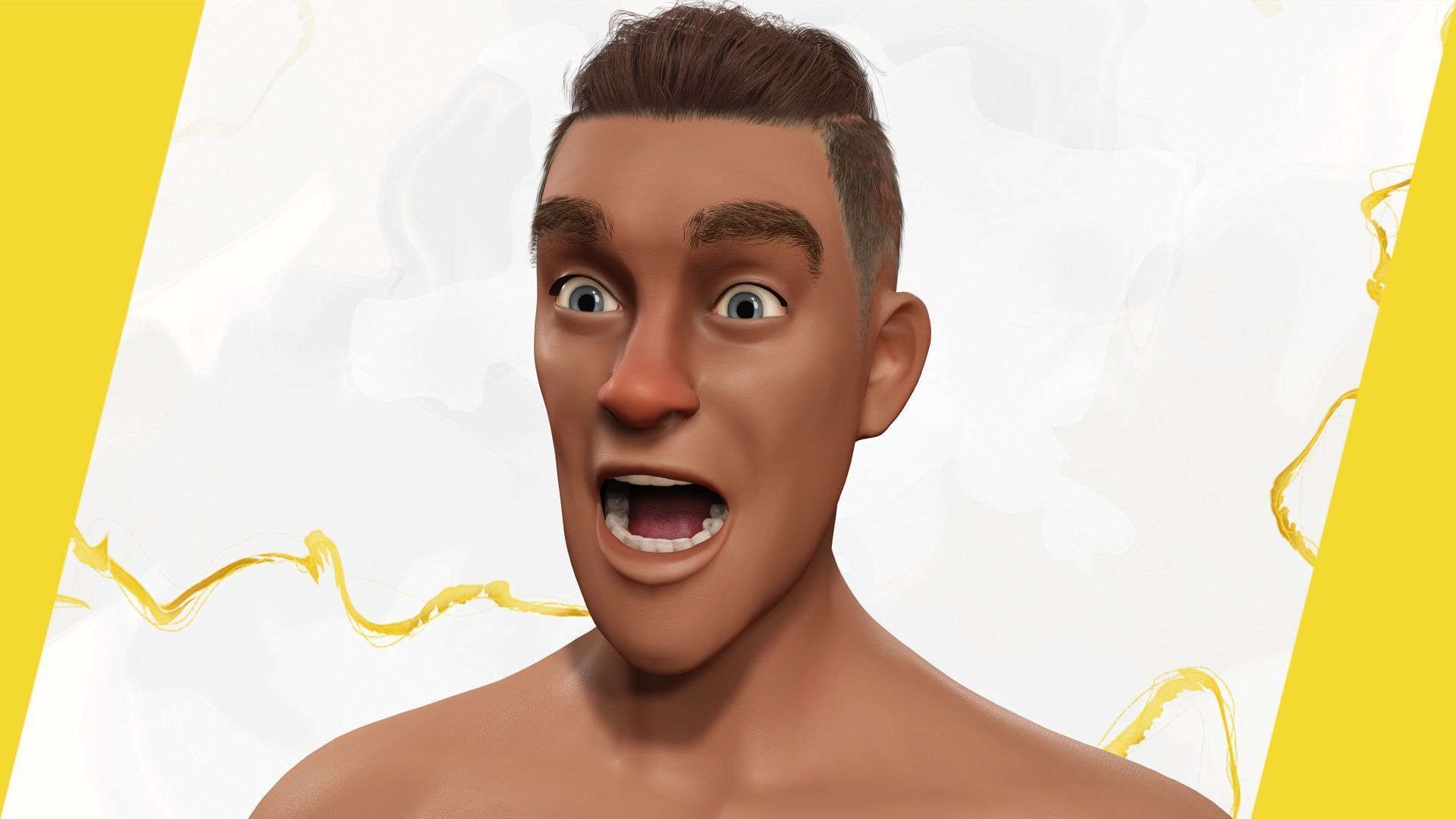 Cartoon Man in Tropical Shirt and Sandals Low-poly 3D model_17