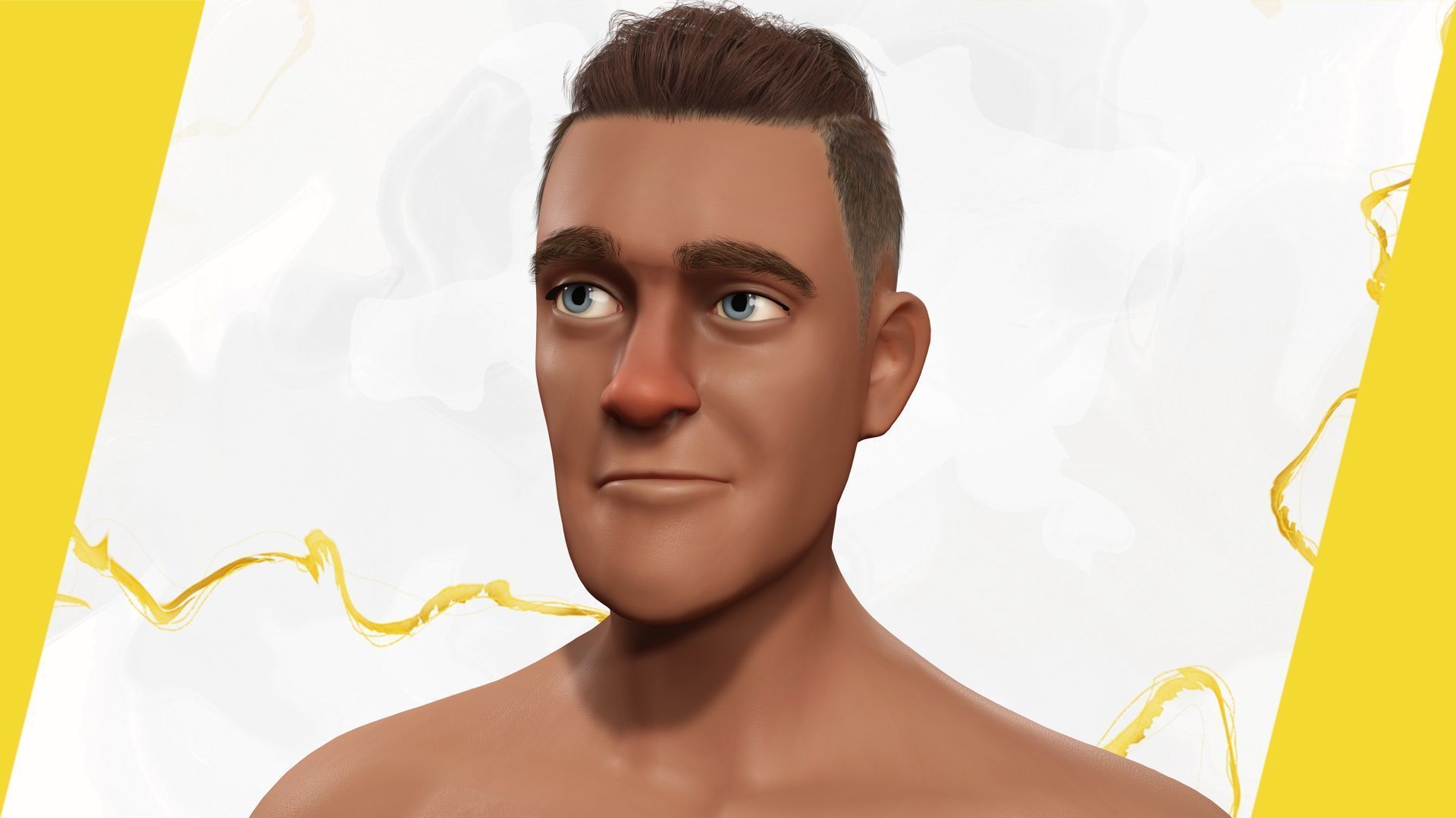 Cartoon Man in Tropical Shirt and Sandals Low-poly 3D model_9