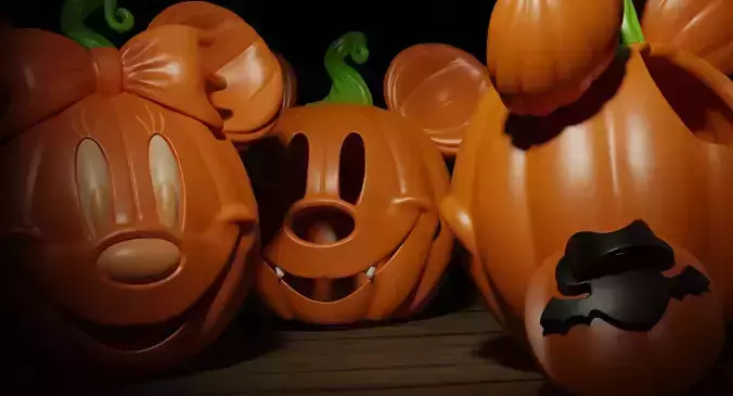 Spooky Cute Mickey  Minnie Mouse Pumpkins 3D print model