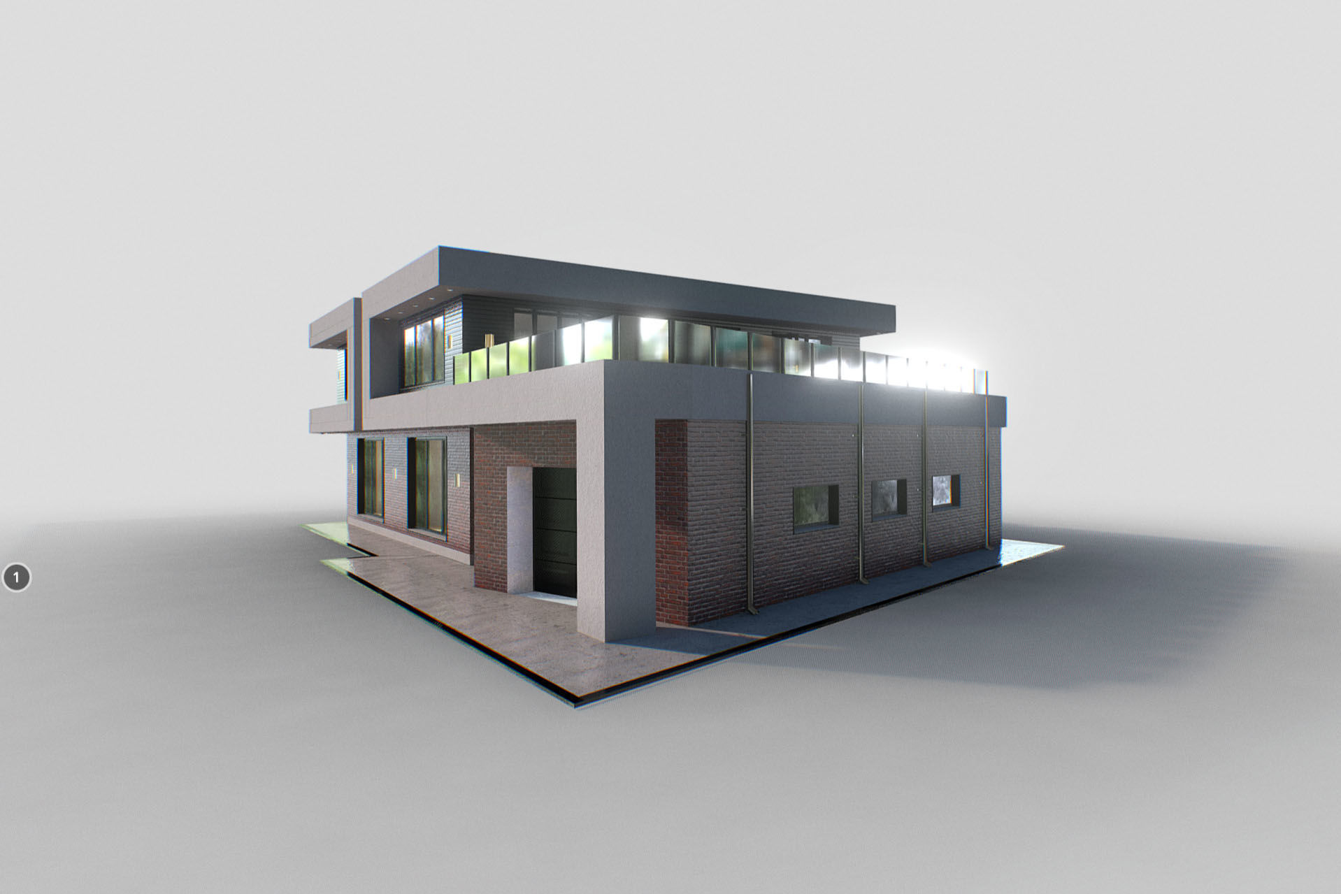 H0001 High-Tech Residence Low-poly 3D model_6