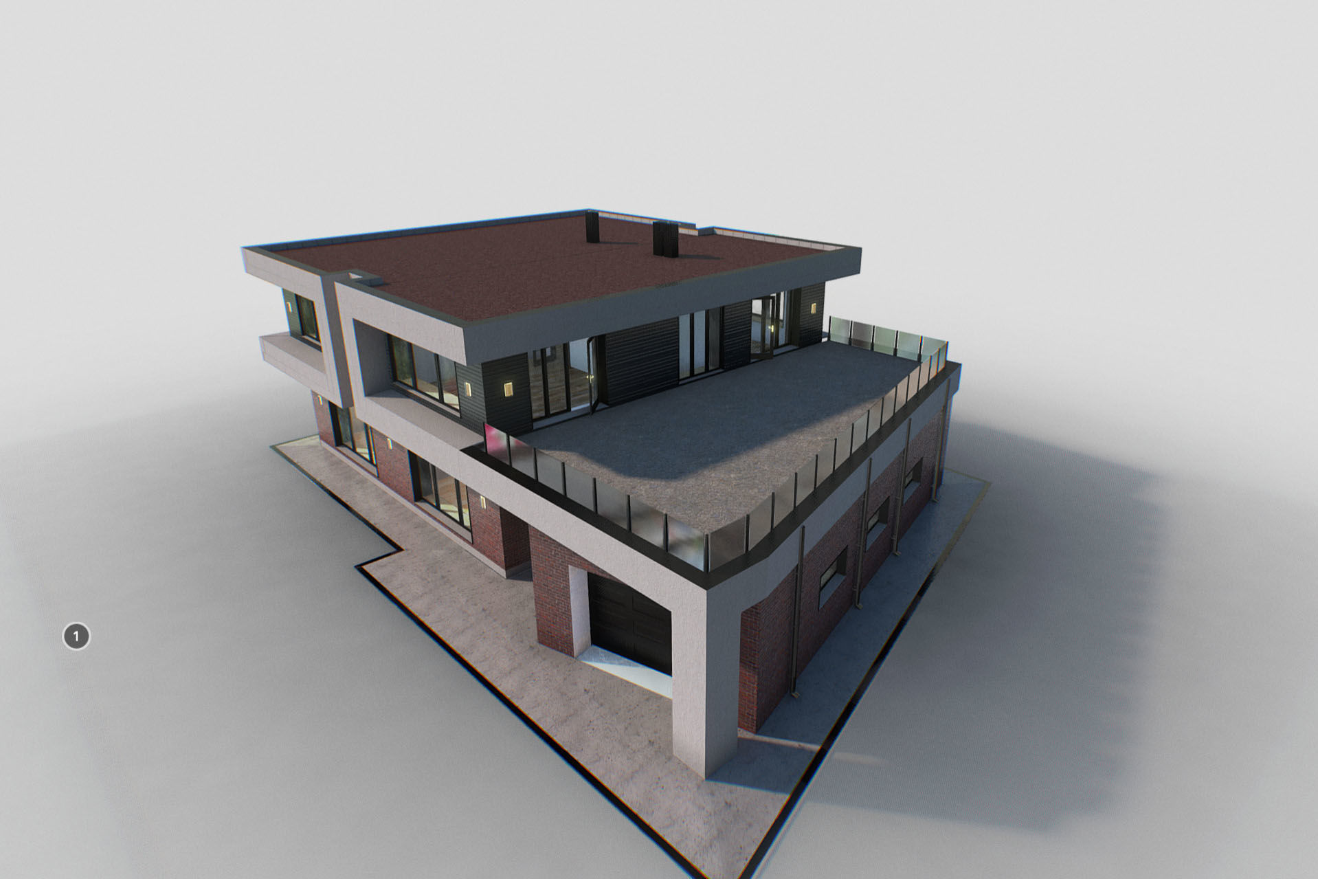 H0001 High-Tech Residence Low-poly 3D model_8