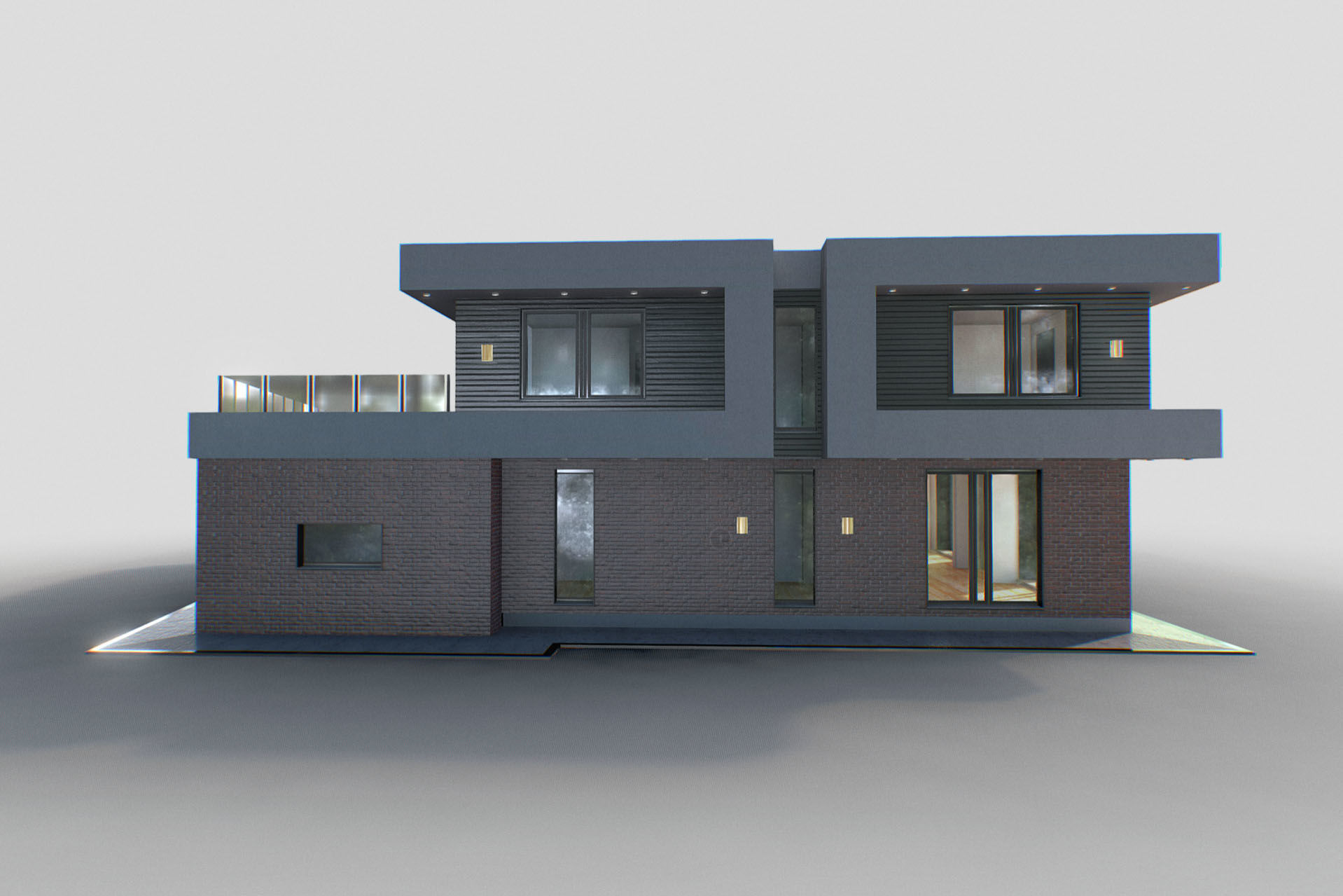 H0001 High-Tech Residence Low-poly 3D model_4