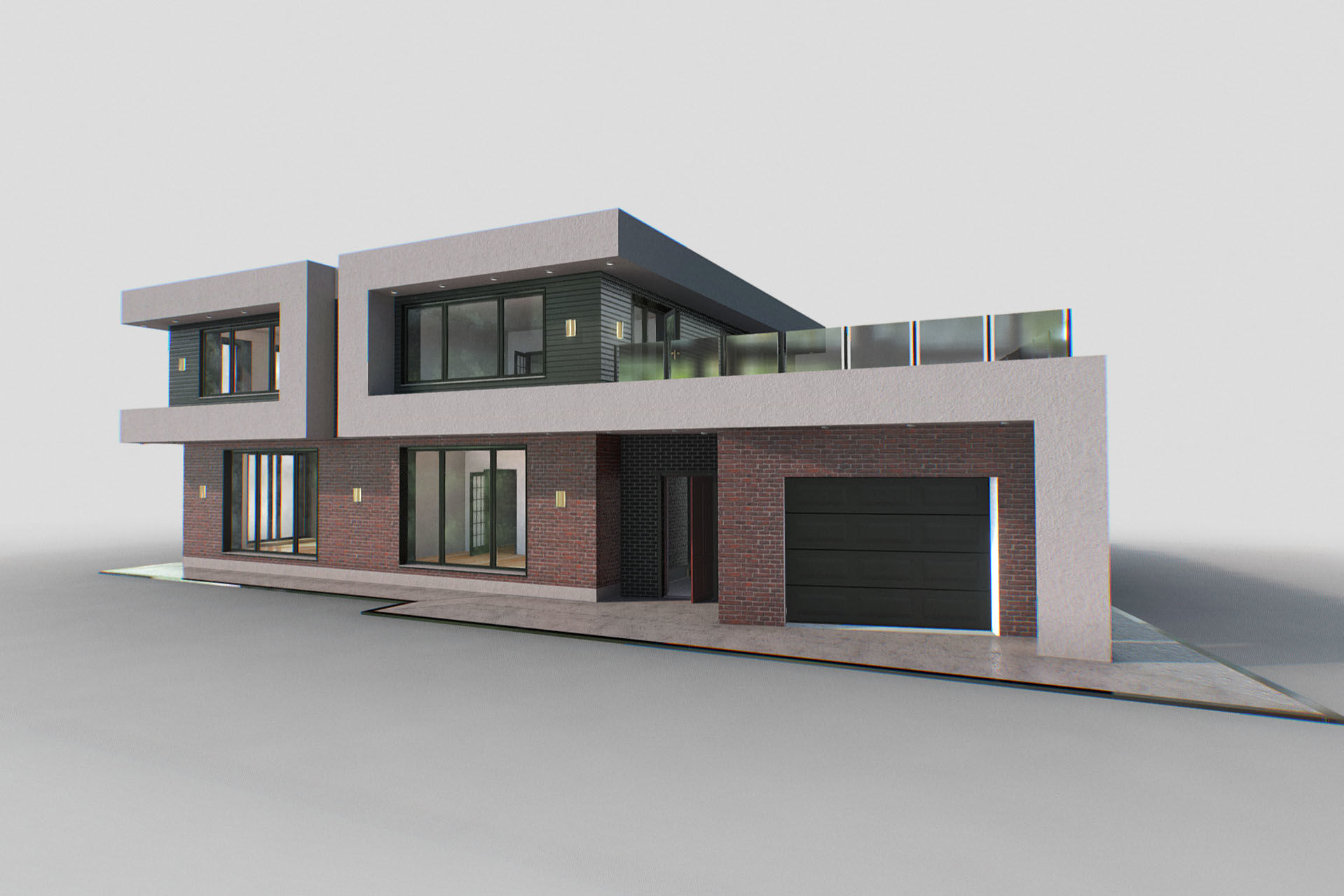 H0001 High-Tech Residence Low-poly 3D model_7