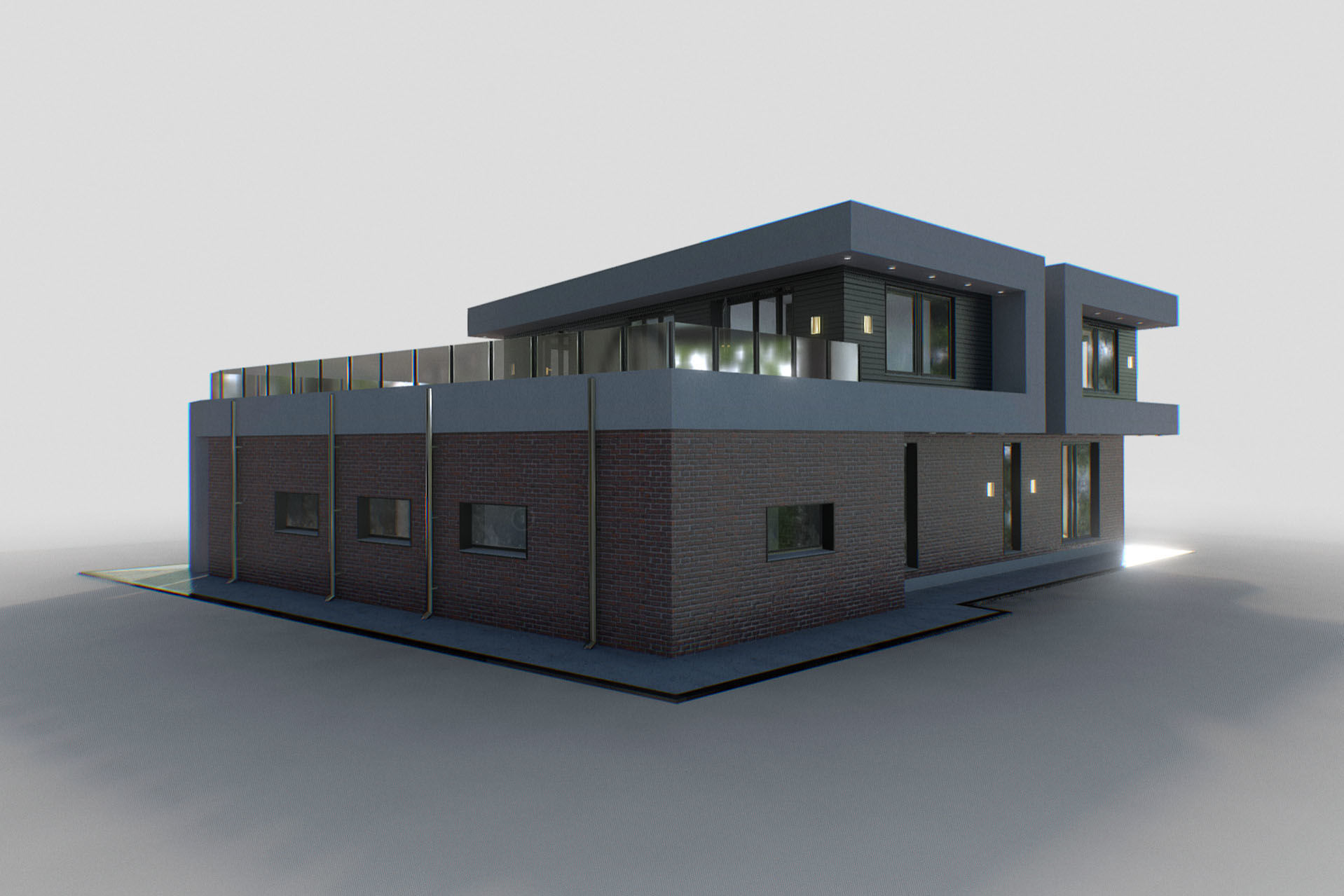 H0001 High-Tech Residence Low-poly 3D model_5