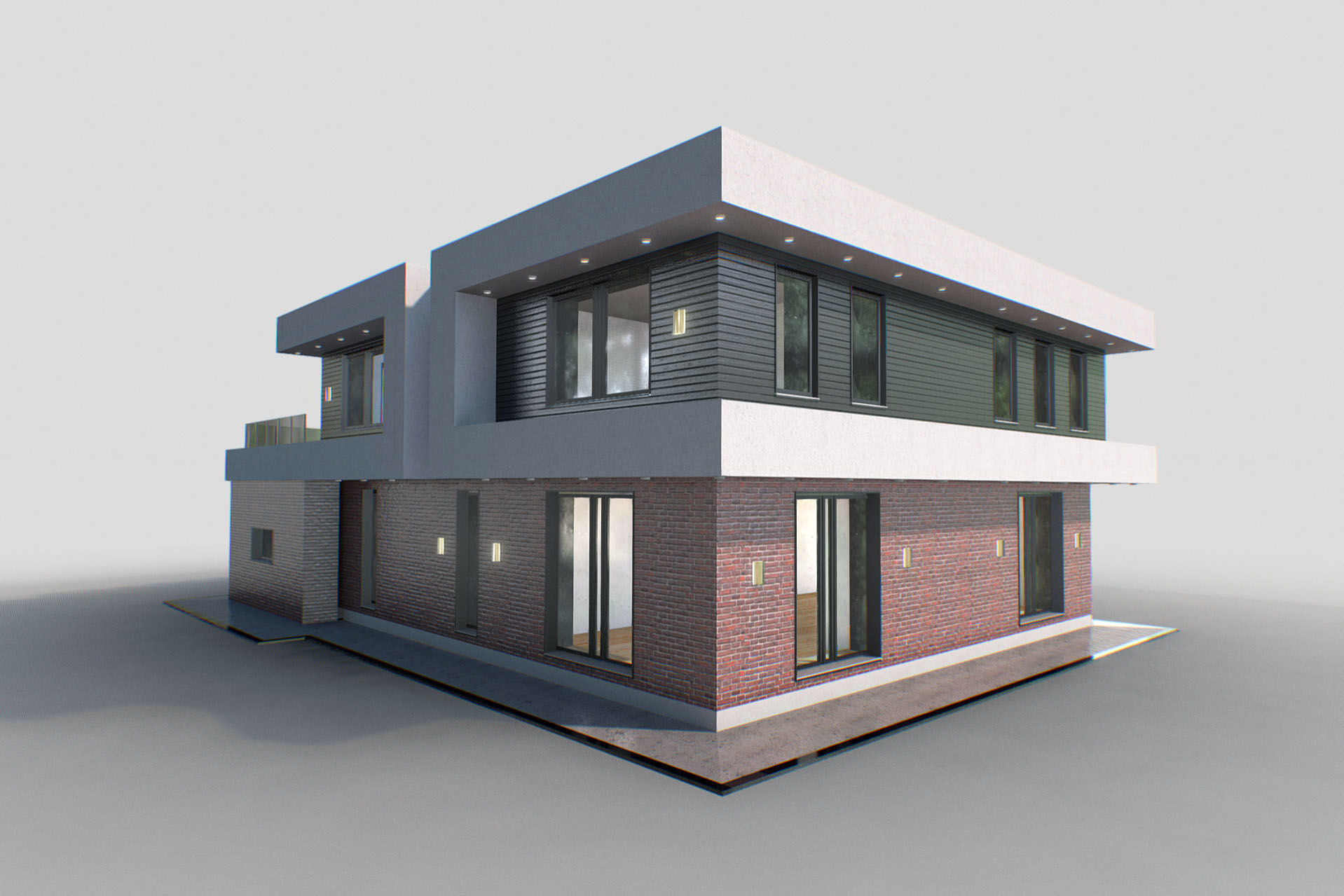 H0001 High-Tech Residence Low-poly 3D model_3