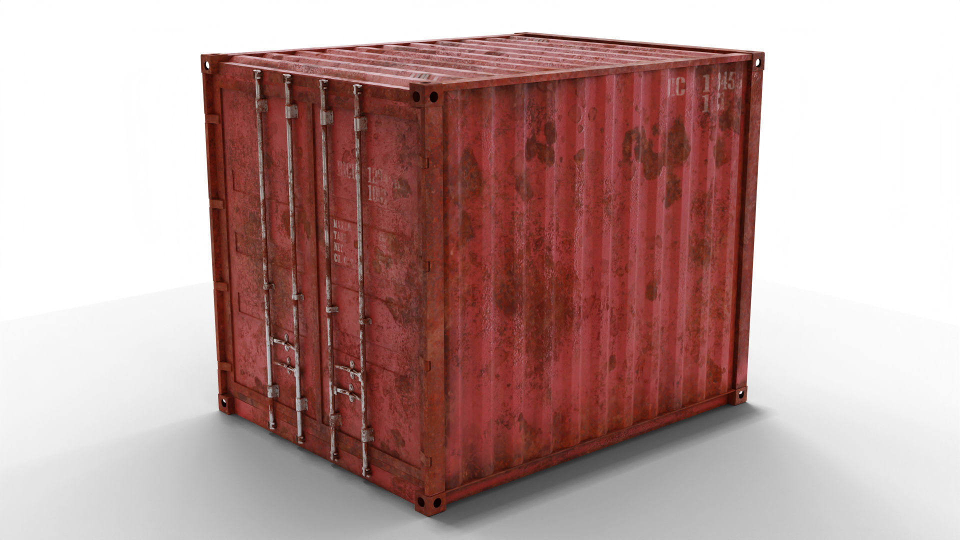 10Ft Cargo Container - Red 3D Model Collection_8