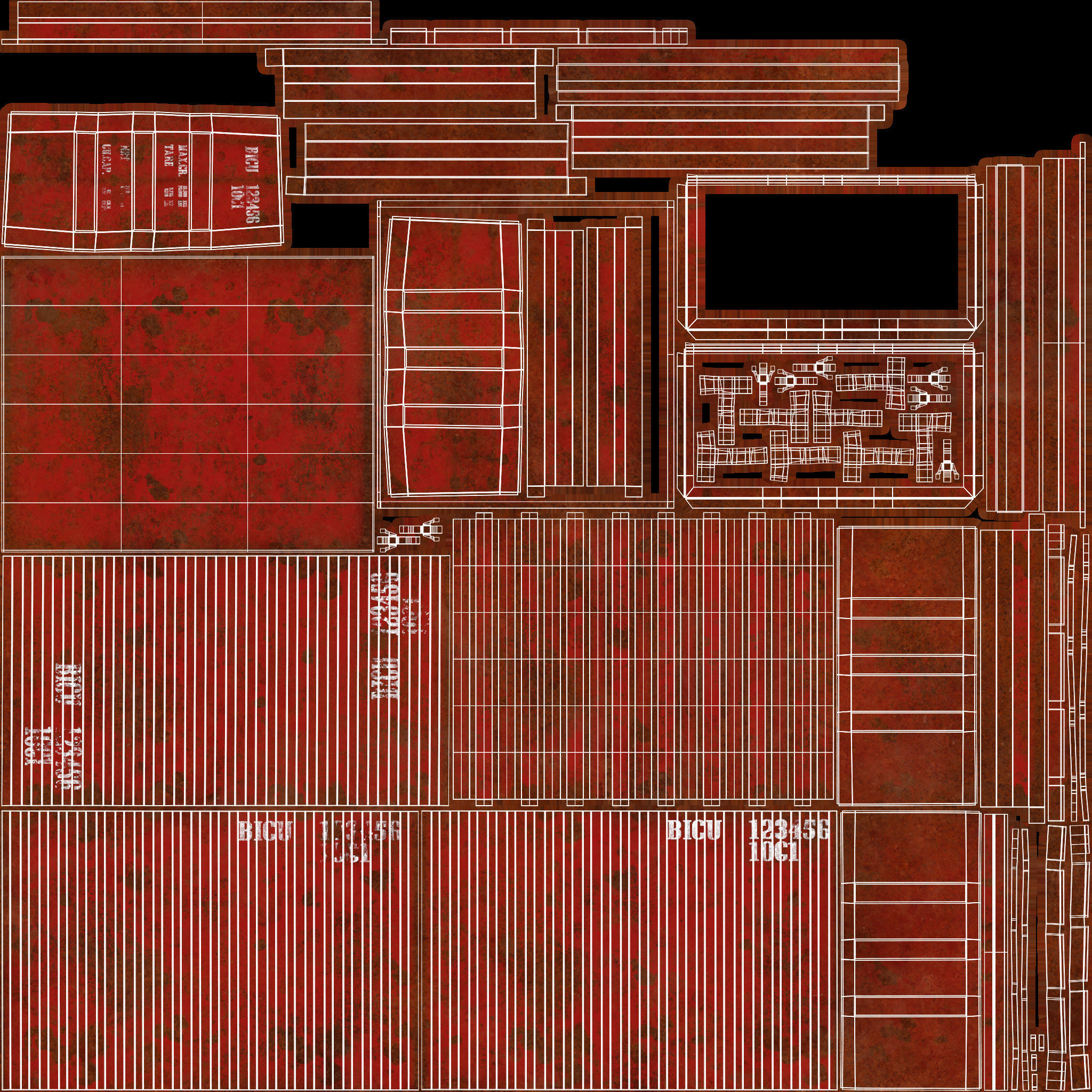 10Ft Cargo Container - Red 3D Model Collection_35