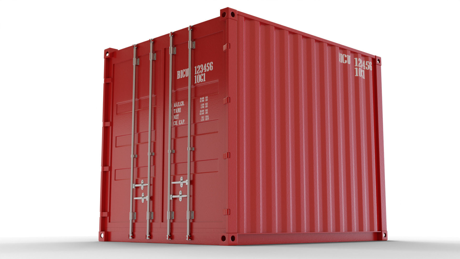 10Ft Cargo Container - Red 3D Model Collection_9