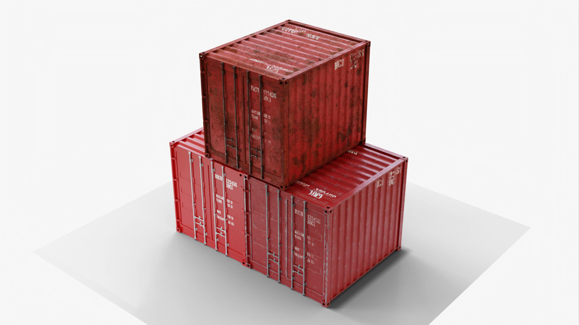 10Ft Cargo Container - Red 3D Model Collection_4