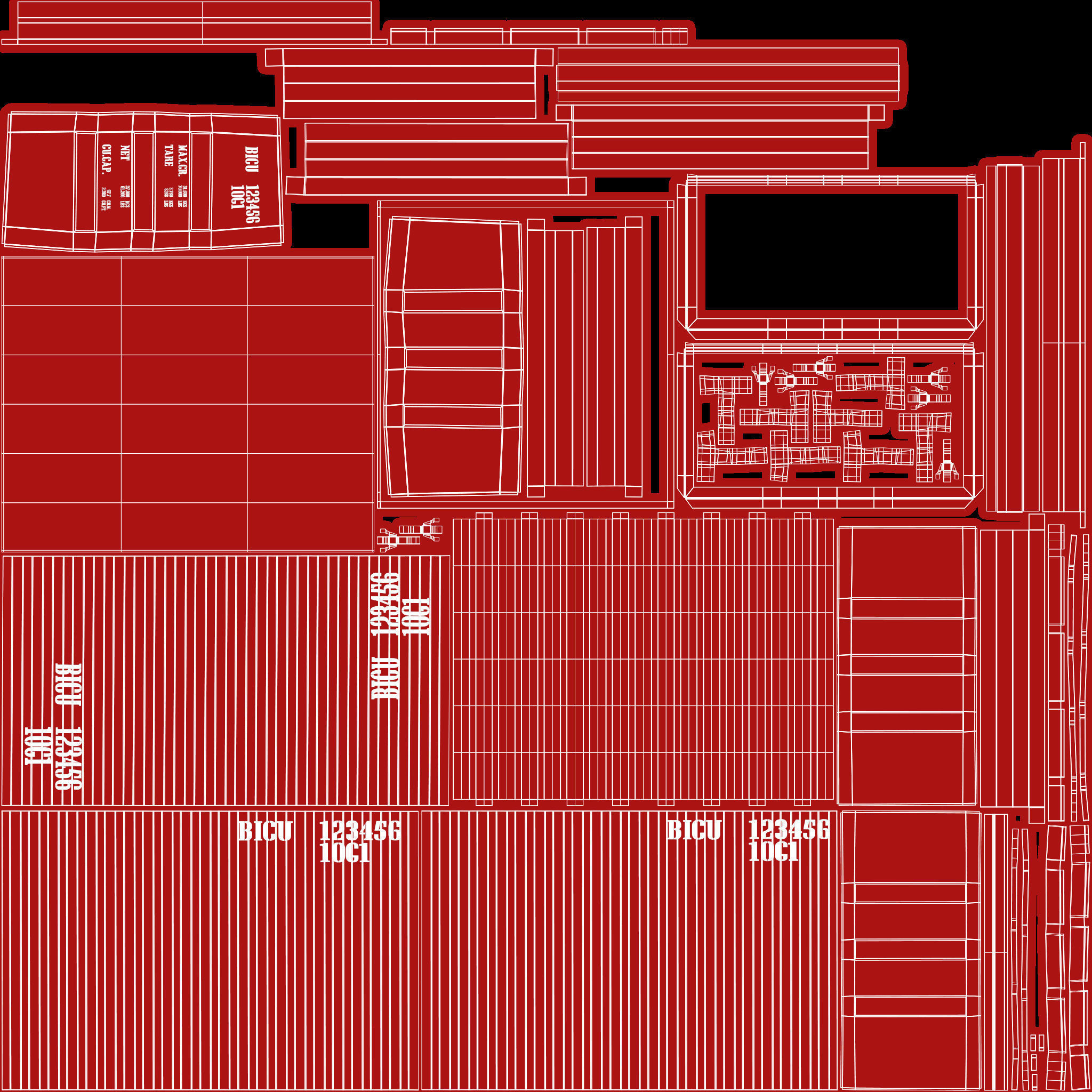 10Ft Cargo Container - Red 3D Model Collection_31