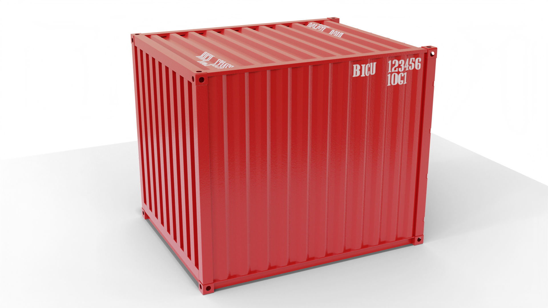 10Ft Cargo Container - Red 3D Model Collection_12
